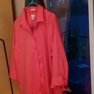 Bright orange blouse  Chico’s  Three Quarter sleeve with cuff. Top.